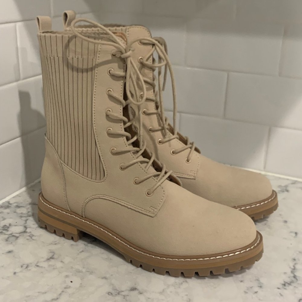 NWOT Bone Colored Combat Boots